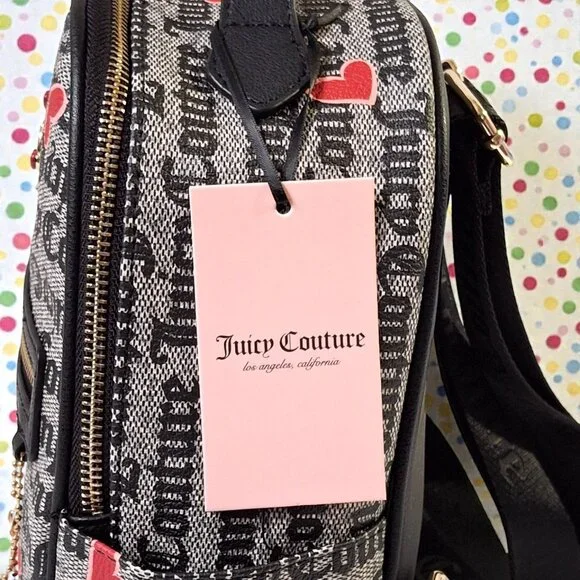 Juicy Couture I Heart Juicy Backpack Black /Beige /Red NWT - Picture 5 of 9